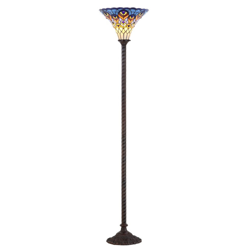 Peacock Tiffany Style 70" Torchiere LED Floor Lamp - JONATHAN Y