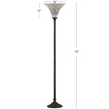 White Tiffany Style 70" Torchiere LED Floor Lamp - JONATHAN Y