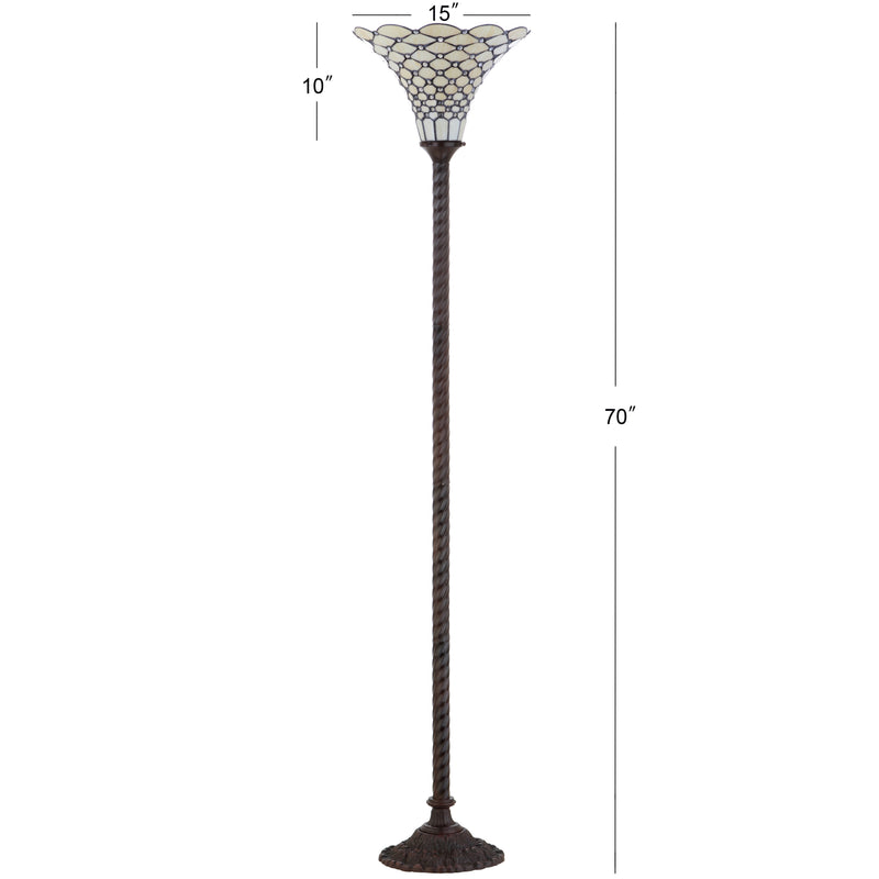 White Tiffany Style 70" Torchiere LED Floor Lamp - JONATHAN Y