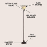 White Tiffany Style 70" Torchiere LED Floor Lamp - JONATHAN Y