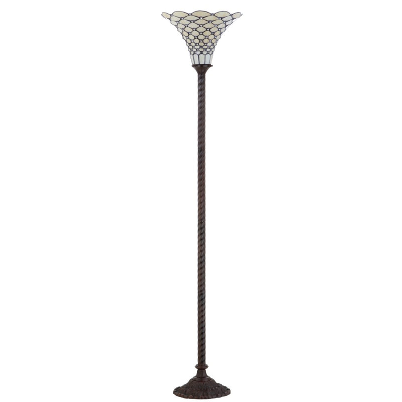 White Tiffany Style 70" Torchiere LED Floor Lamp - JONATHAN Y