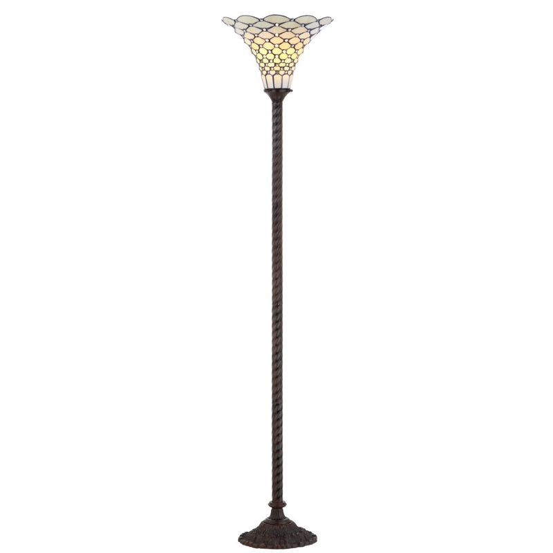 White Tiffany Style 70" Torchiere LED Floor Lamp - JONATHAN Y