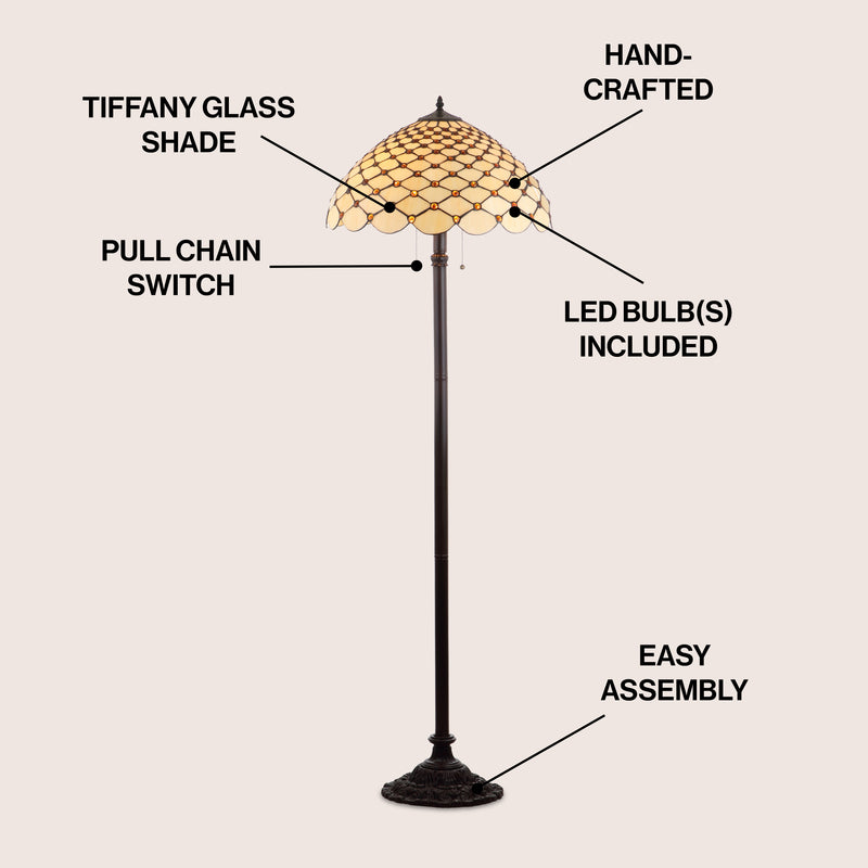 Lee Tiffany Style 62" LED Floor Lamp - JONATHAN Y