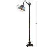 Dragonfly Tiffany Style 60" Arched LED Floor Lamp - JONATHAN Y