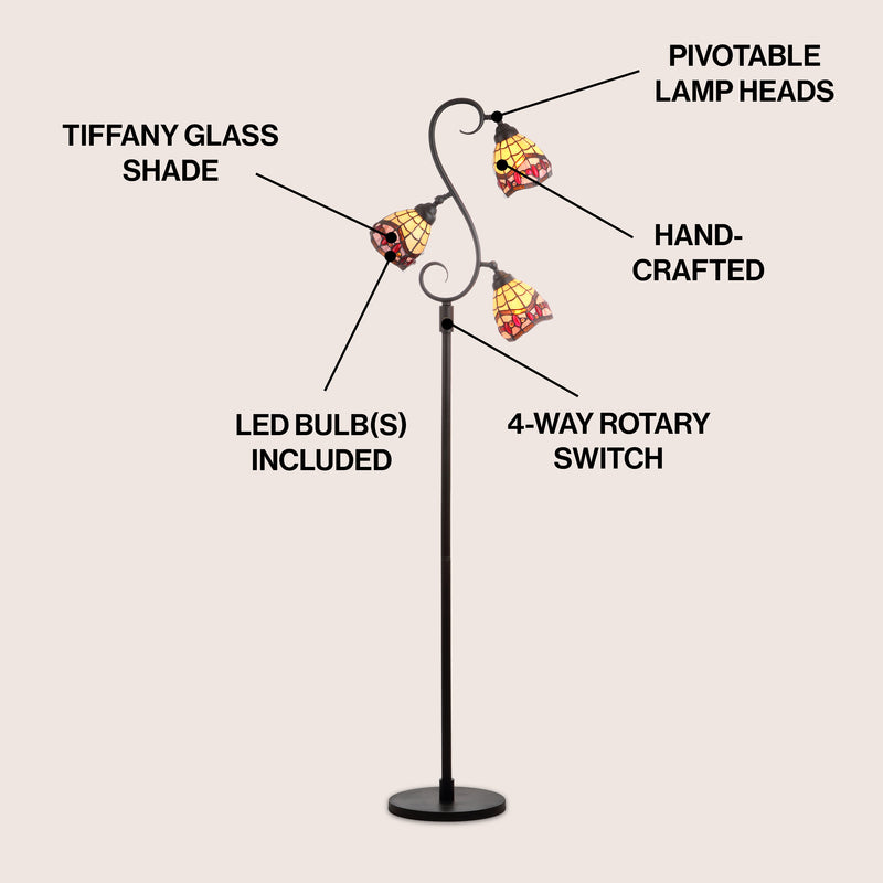 Walker Tiffany-Style 70.5" Multi-Light LED Floor Lamp - JONATHAN Y