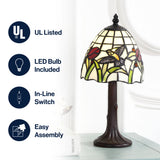 Hummingbird Tiffany Style 12" LED Table Lamp