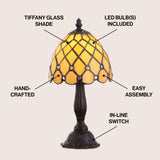 Campbell Tiffany Style 12.5" LED Table Lamp - JONATHAN Y