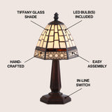 Carter Tiffany Style 12" LED Table Lamp - JONATHAN Y
