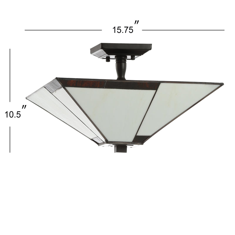 Julian 15.7" Tiffany Style Glass/Metal LED Semi - JONATHAN Y