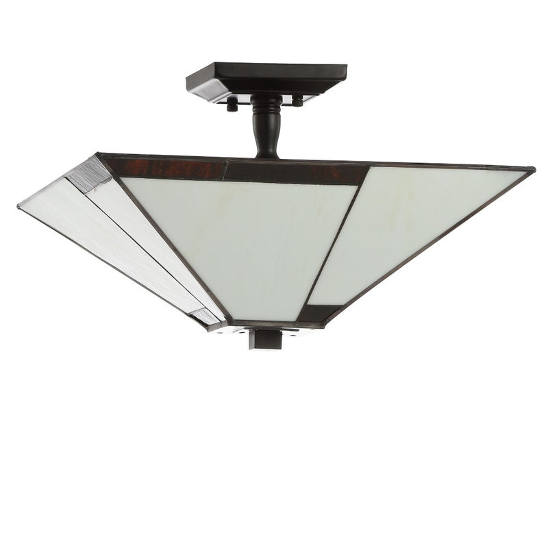Julian 15.7" Tiffany Style Glass/Metal LED Semi - JONATHAN Y