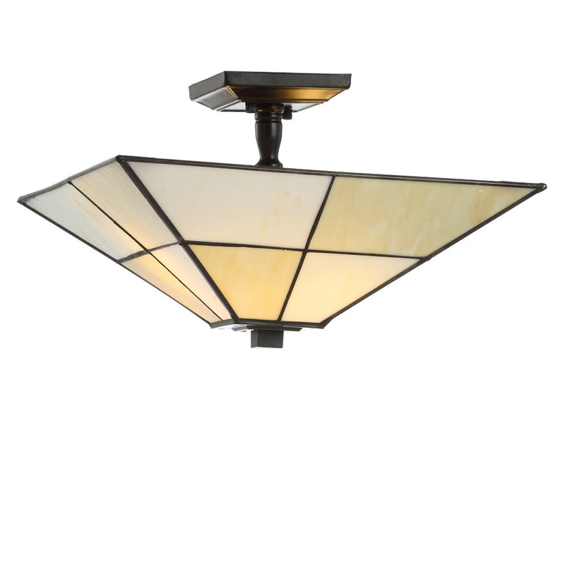 Juliana 15.7" Tiffany Style Glass/Metal LED Semi - JONATHAN Y