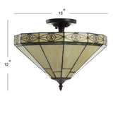 Jasmine 16" Tiffany Style Glass/Metal LED Semi - JONATHAN Y