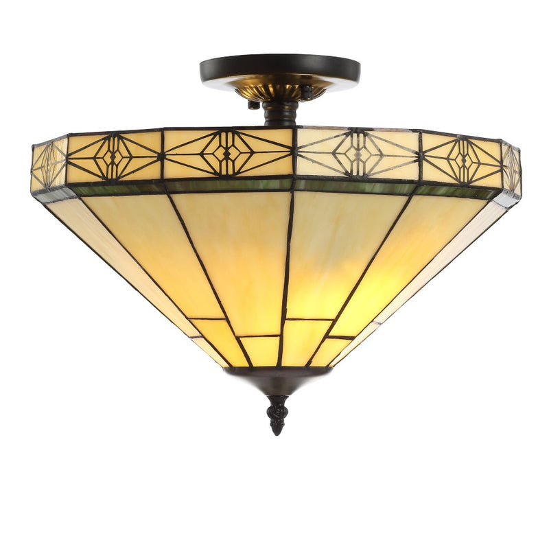 Jasmine 16" Tiffany Style Glass/Metal LED Semi - JONATHAN Y