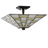 Jason 15.7" Tiffany Style Glass/Metal LED Semi - JONATHAN Y