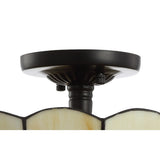 Jennifer 16" Tiffany Style Glass/Metal LED Semi - JONATHAN Y