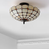 Jennifer 16" Tiffany Style Glass/Metal LED Semi - JONATHAN Y