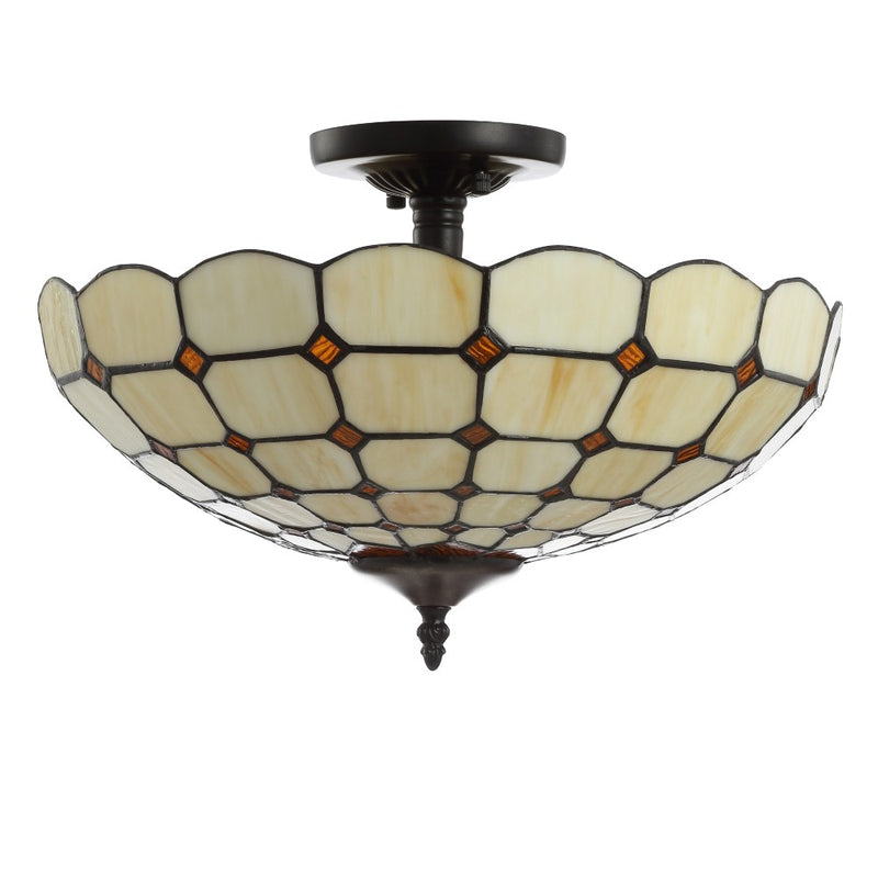 Jennifer 16" Tiffany Style Glass/Metal LED Semi - JONATHAN Y