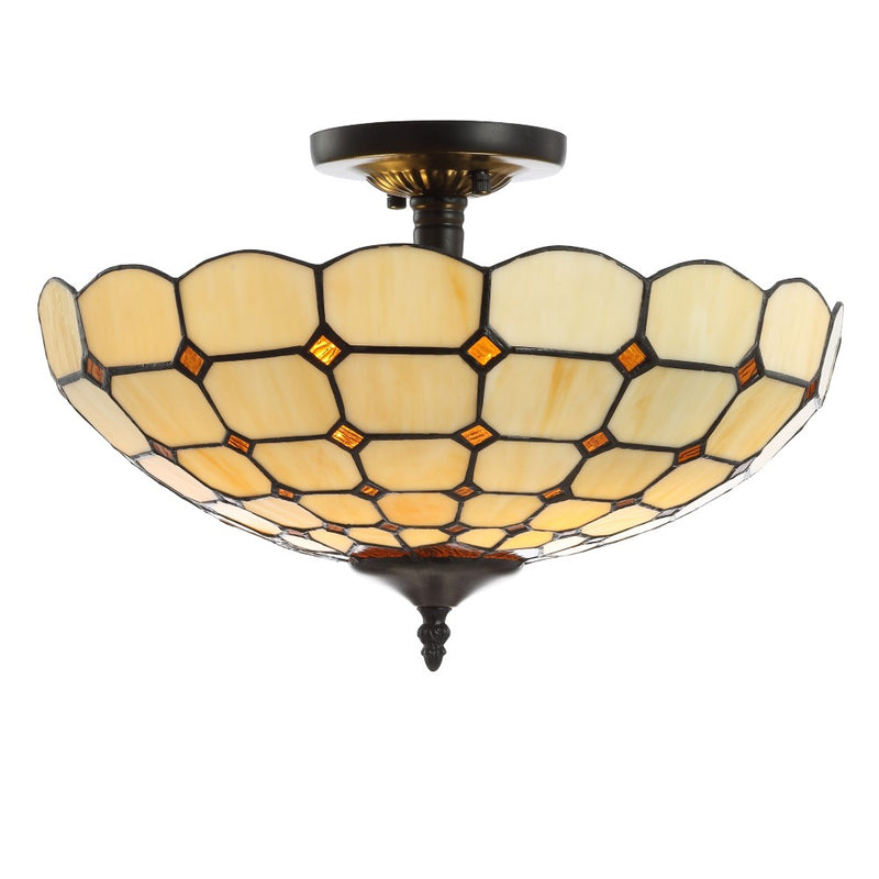 Jennifer 16" Tiffany Style Glass/Metal LED Semi - JONATHAN Y
