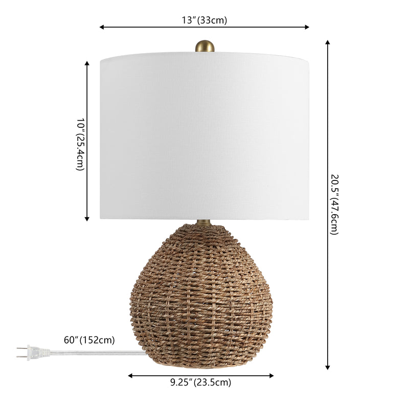 Kona 20.5" Bohemian Classic Rattan/Iron LED Table Lamp