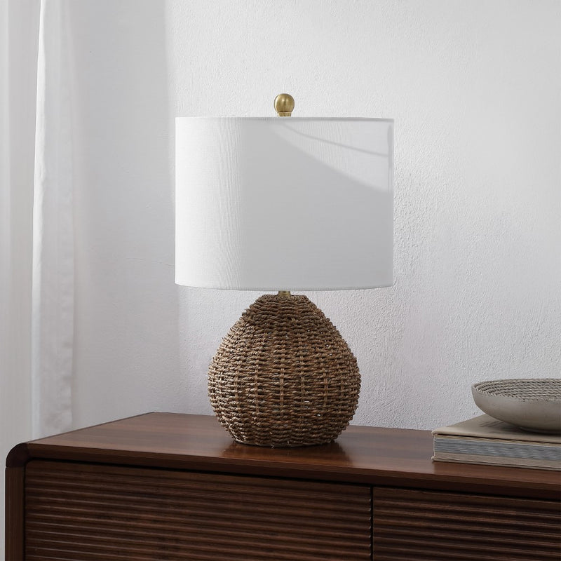 Kona 20.5" Bohemian Classic Rattan/Iron LED Table Lamp