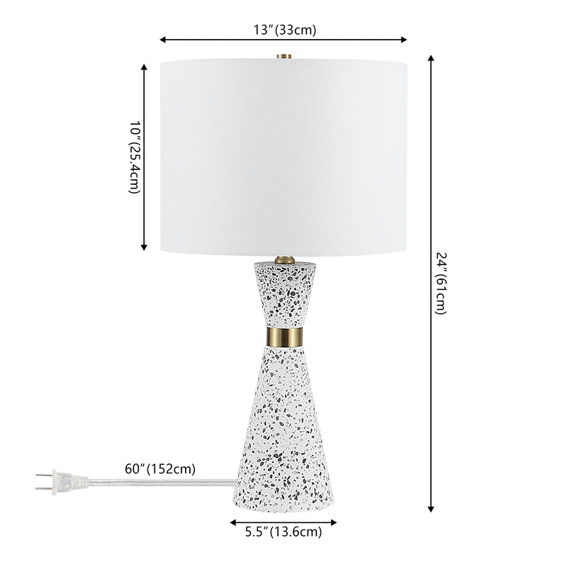 Artezza 24" Art Deco Contemporary Hourglass Terrazzo/Iron LED Table Lamp
