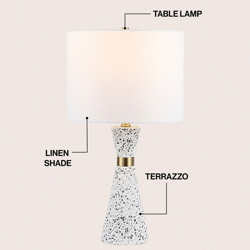 Artezza 24" Art Deco Contemporary Hourglass Terrazzo/Iron LED Table Lamp