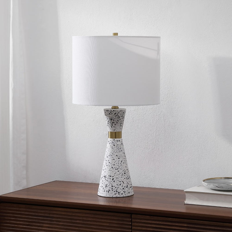 Artezza 24" Art Deco Contemporary Hourglass Terrazzo/Iron LED Table Lamp