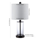 Abner 21" Glass Modern Contemporary USB Charging LED Table Lamp - JONATHAN Y