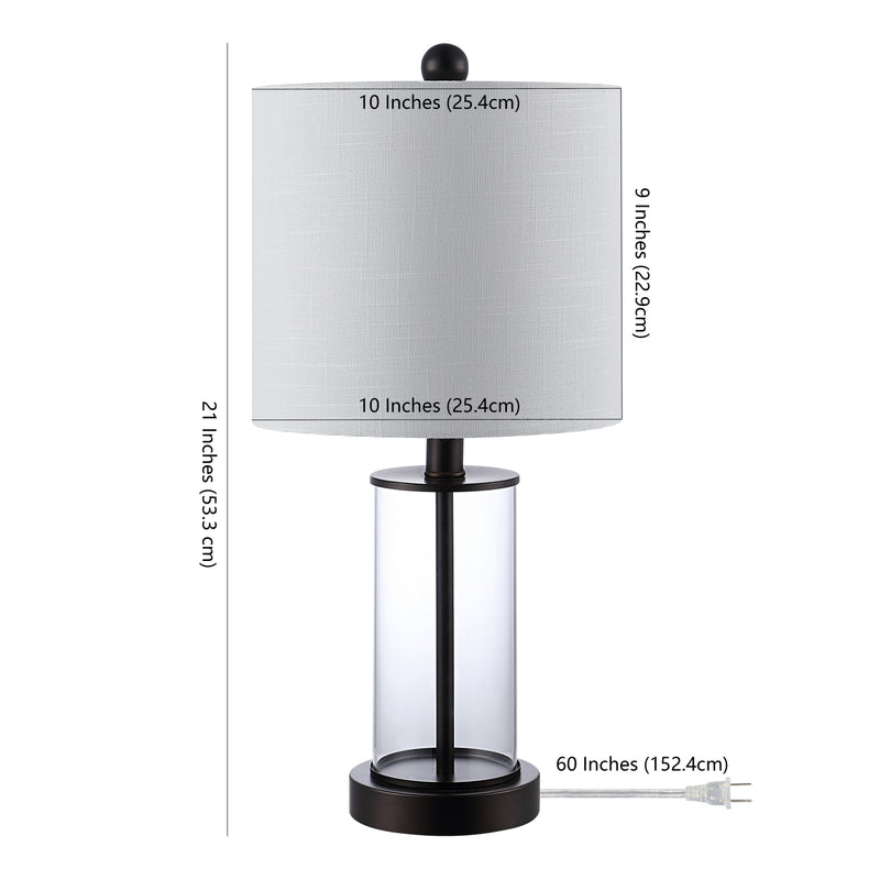Abner 21" Glass Modern Contemporary USB Charging LED Table Lamp - JONATHAN Y
