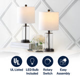 Abner 21" Glass Modern Contemporary USB Charging LED Table Lamp Set 2
