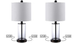 Abner 21" Glass Modern Contemporary USB Charging LED Table Lamp - JONATHAN Y