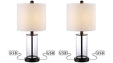 Abner 21" Glass Modern Contemporary USB Charging LED Table Lamp - JONATHAN Y