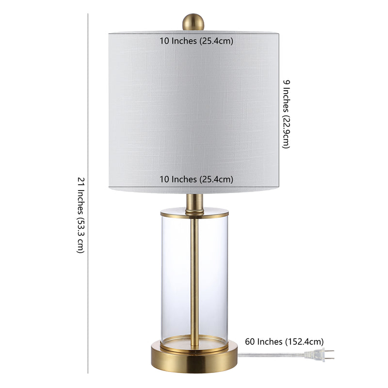 Abner 21" Glass Modern Contemporary USB Charging LED Table Lamp - JONATHAN Y
