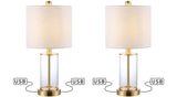 Abner 21" Glass Modern Contemporary USB Charging LED Table Lamp - JONATHAN Y