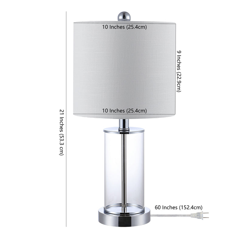 Abner 21" Glass Modern Contemporary USB Charging LED Table Lamp Set 2