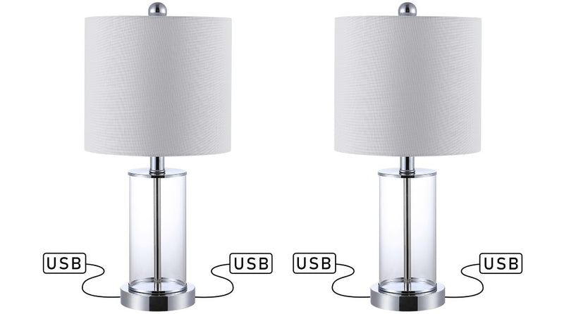 Abner 21" Glass Modern Contemporary USB Charging LED Table Lamp - JONATHAN Y