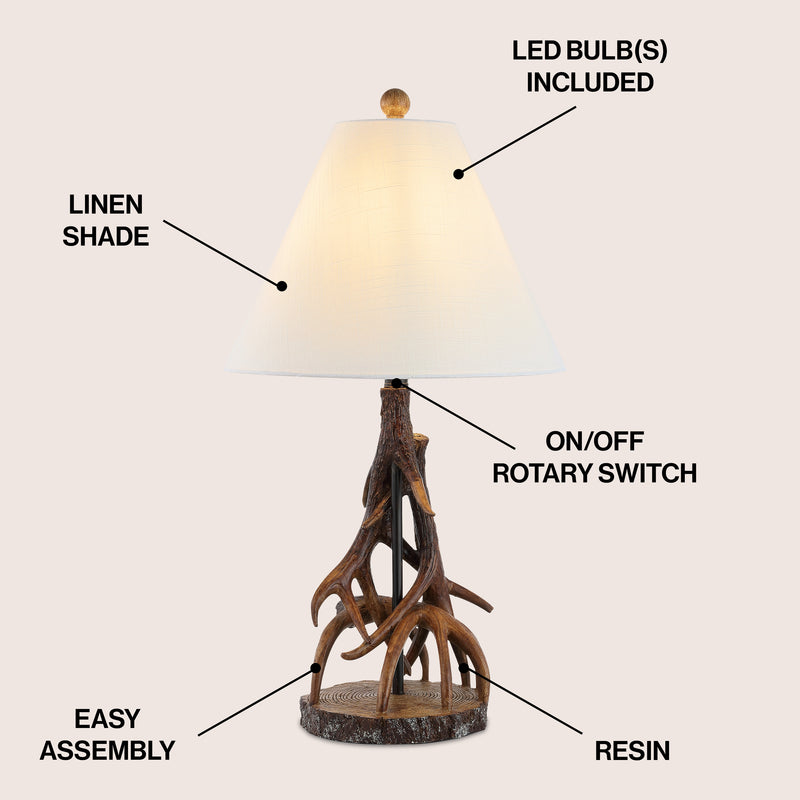 Cabell 26"  Farmhouse Rustic Iron LED Table Lamp - JONATHAN Y