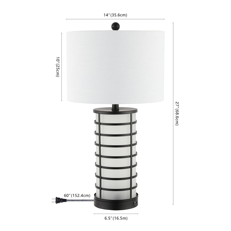 Jayce 27" Modern Industrial Iron Nightlight LED Table Lamp with USB Charging Port - JONATHAN Y