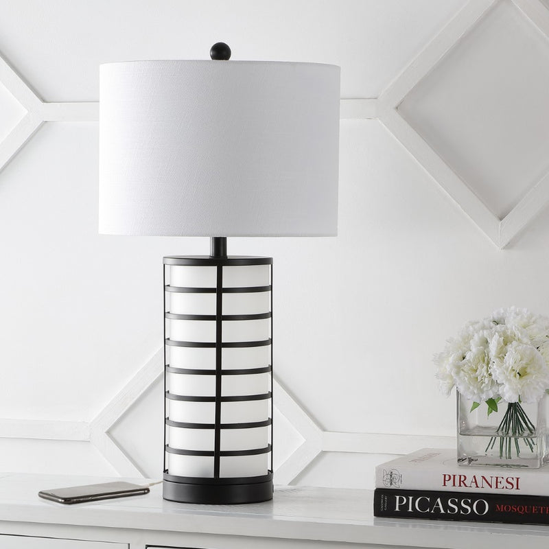 Jayce 27" Modern Industrial Iron Nightlight LED Table Lamp with USB Charging Port - JONATHAN Y