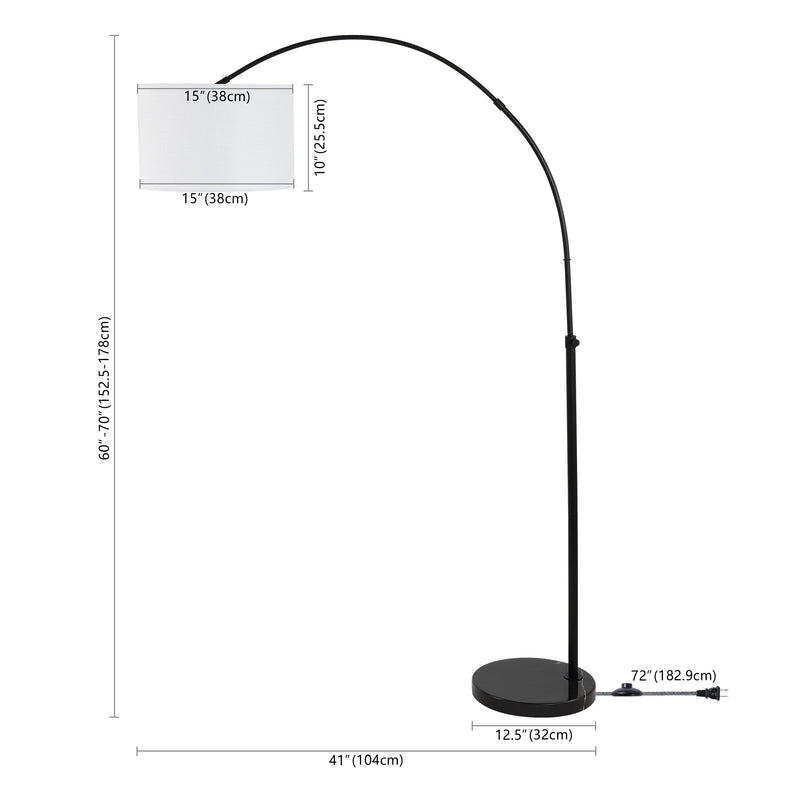 Collier 70" Industrial Vintage Head-and-Height-Adjustable Iron LED Arc Floor Lamp with Smart Bulb - JONATHAN Y
