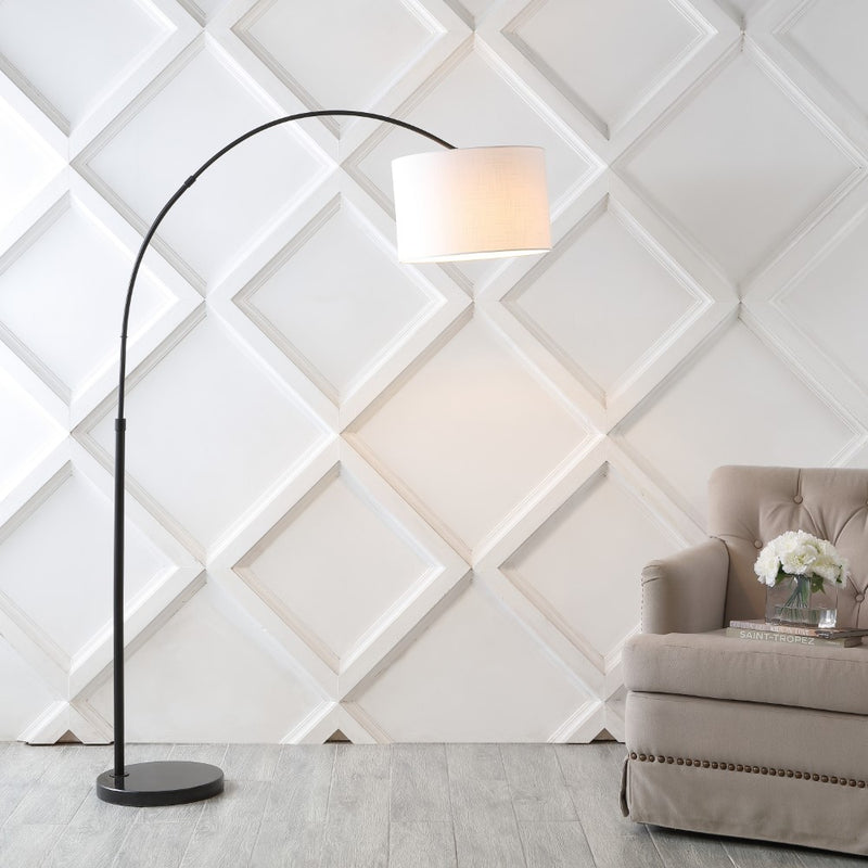 Collier 70" Industrial Vintage Head-and-Height-Adjustable Iron LED Arc Floor Lamp with Smart Bulb - JONATHAN Y