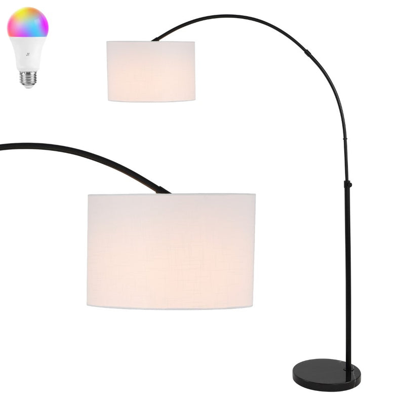 Collier 70" Industrial Vintage Head-and-Height-Adjustable Iron LED Arc Floor Lamp with Smart Bulb - JONATHAN Y