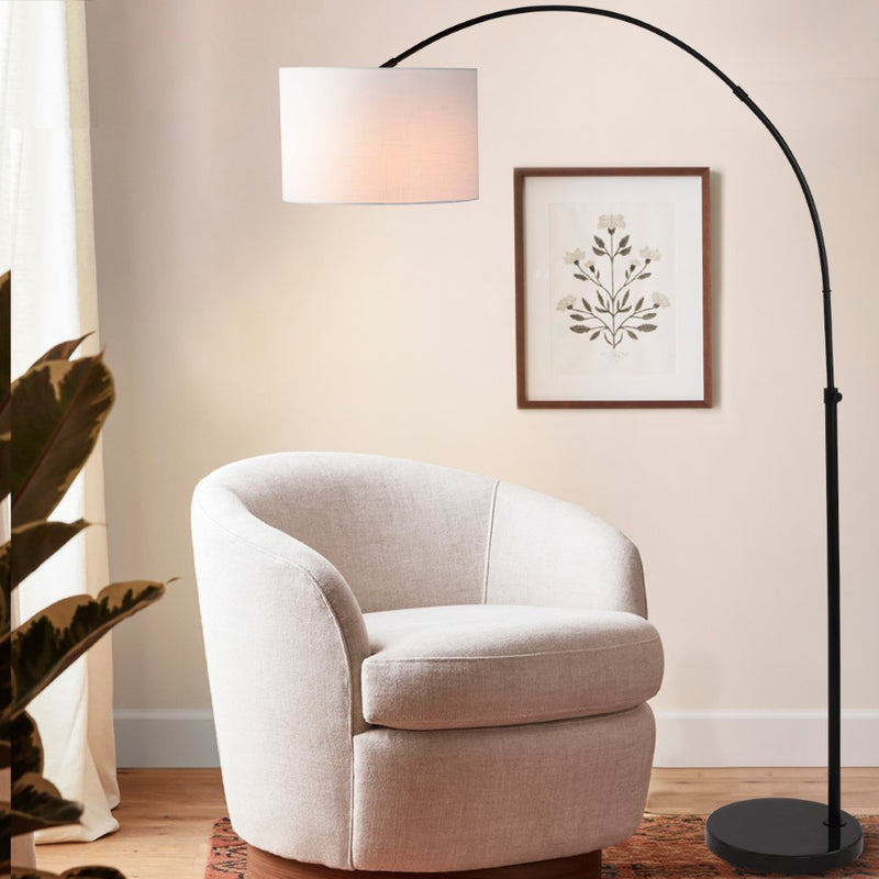 Collier 70" Industrial Vintage Head-and-Height-Adjustable Iron LED Arc Floor Lamp with Smart Bulb - JONATHAN Y