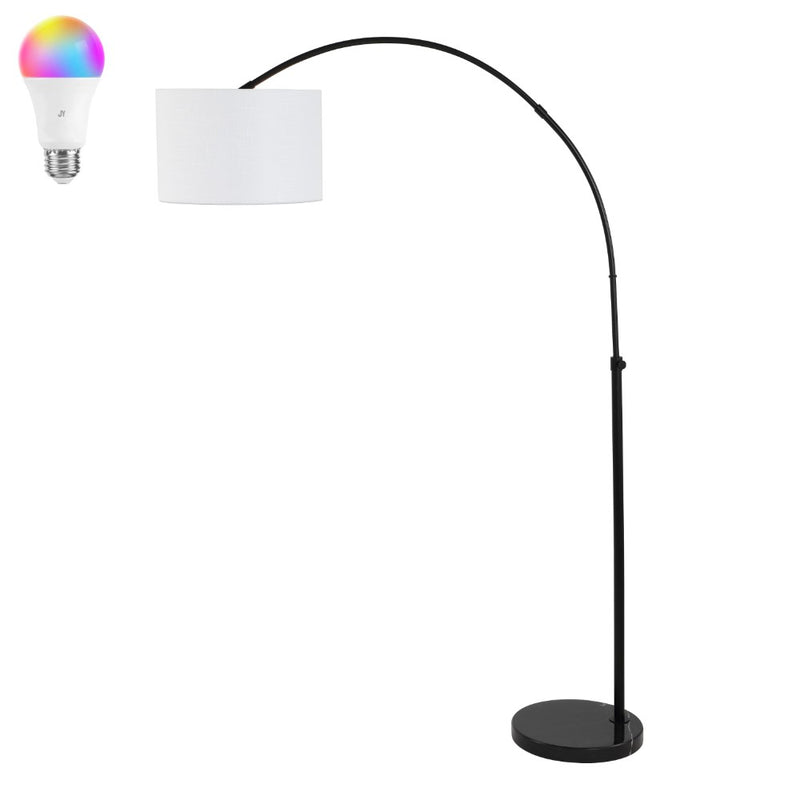 Collier 70" Industrial Vintage Head-and-Height-Adjustable Iron LED Arc Floor Lamp with Smart Bulb - JONATHAN Y