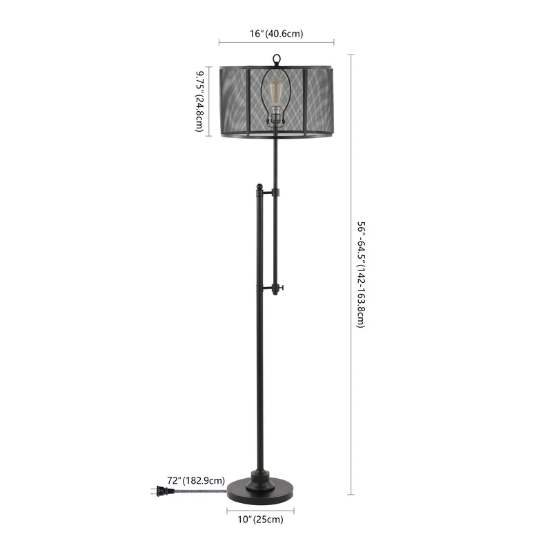 Noah 64.5" Modern Industrial Iron Height-Adjustable LED Floor Lamp - JONATHAN Y