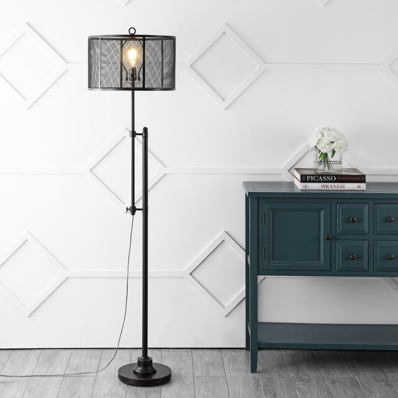 Noah 64.5" Modern Industrial Iron Height-Adjustable LED Floor Lamp - JONATHAN Y