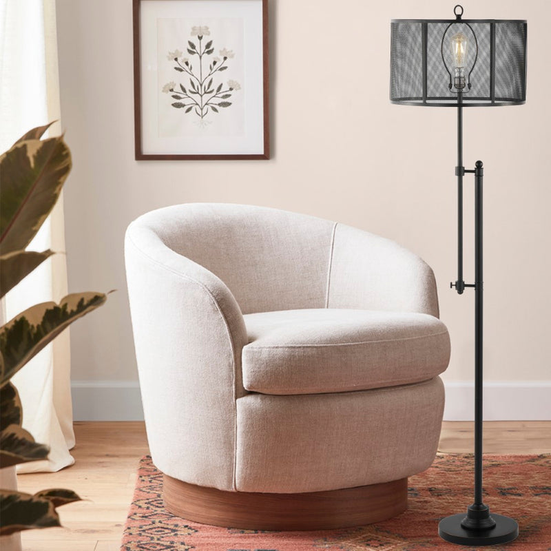 Noah 64.5" Modern Industrial Iron Height-Adjustable LED Floor Lamp - JONATHAN Y