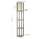 Etagere 63.5" Rustic Bohemian Wooden LED 3-Shelf Floor Lamp with Pull-Chain - JONATHAN Y