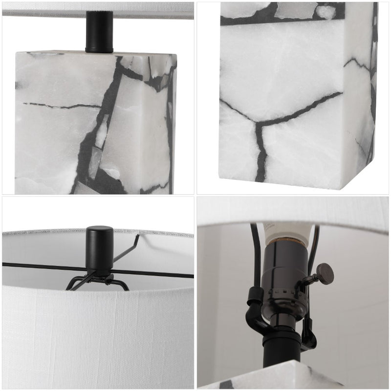 Elizabeth 24.25" Contemporary Coastal Alabaster LED Table Lamp with Body Night Light