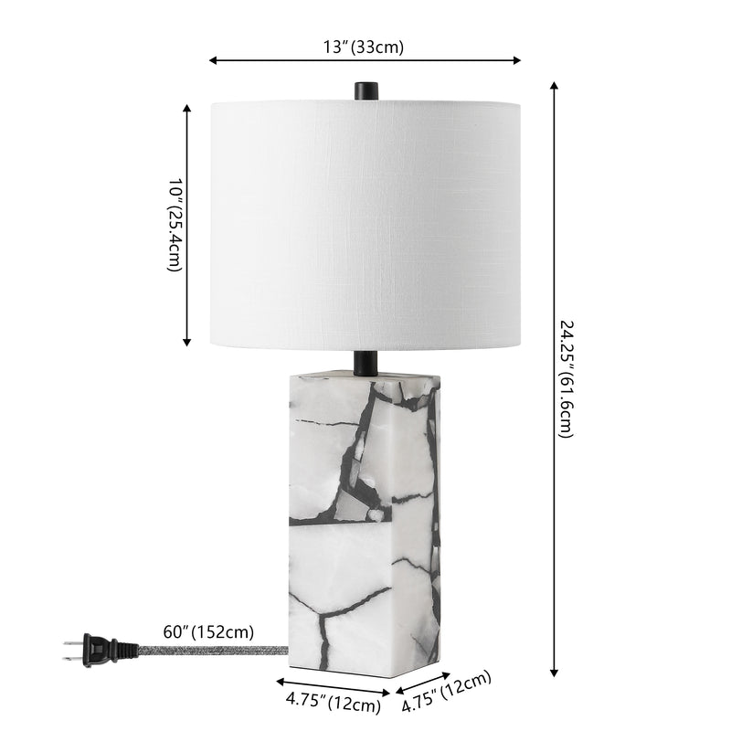 Elizabeth 24.25" Contemporary Coastal Alabaster LED Table Lamp with Body Night Light